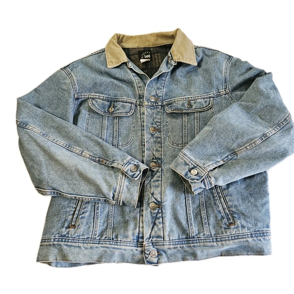 Vintage Lee Blanket Lined Denim Jacket Size‎ XL 90s Western Stone Wash Grunge